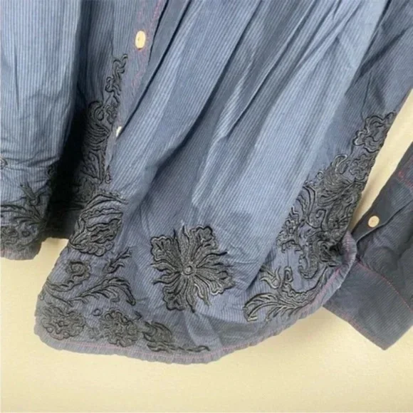 JOHNNY WAS 3J Workshop Embroidered button down-Hard-to-Find-M - Picture 5 of 13